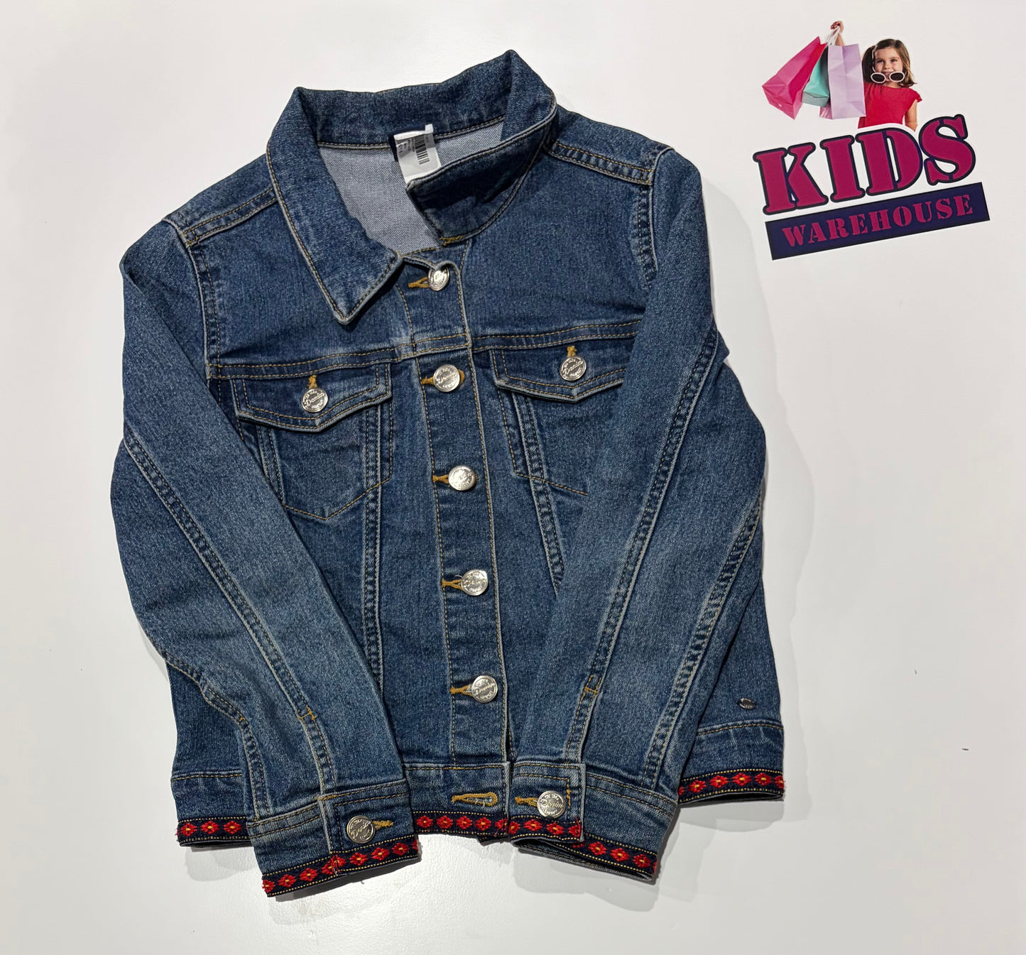 1964 Denim Jacket, Flower Knit Print Size 8