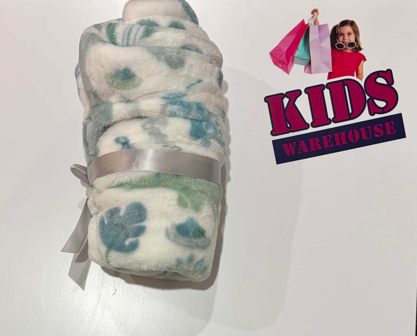 Not Used White, Blue, Green Fluffy Blanket