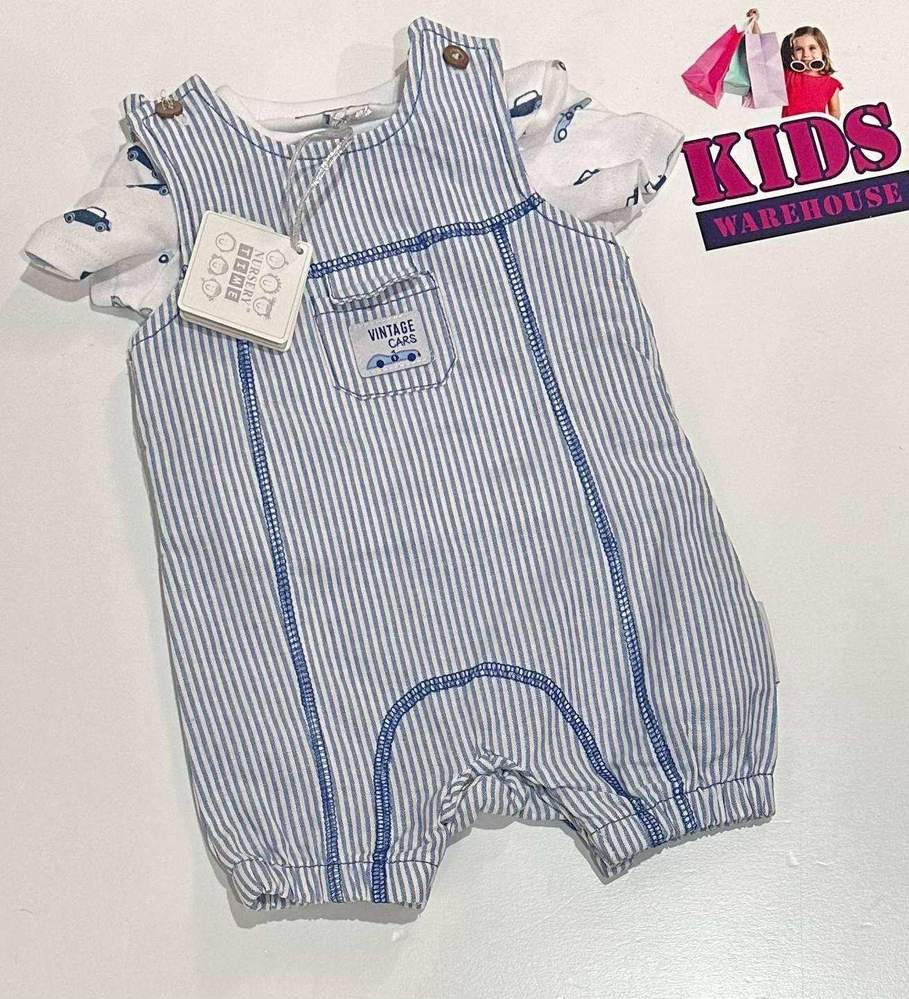 New Nursery White & Blue Bodysuit Size 000