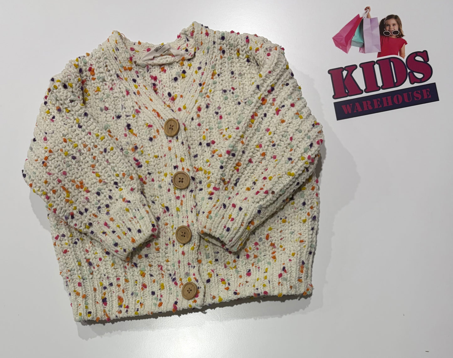 Milkshake White, Polka Dot Knit Sweater Size 3