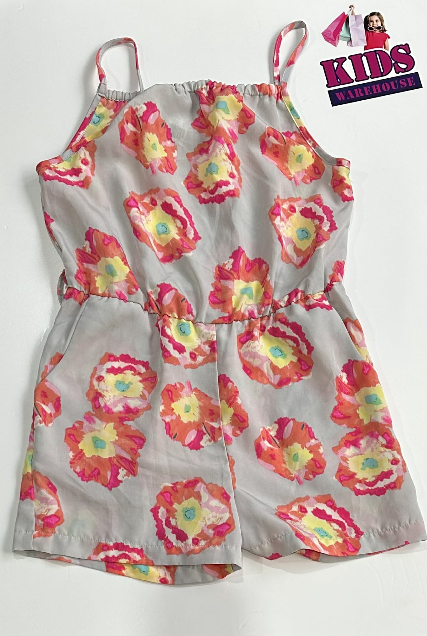 Peter Morrissey Grey Bodysuit With Pink Flower Pattern Size 8