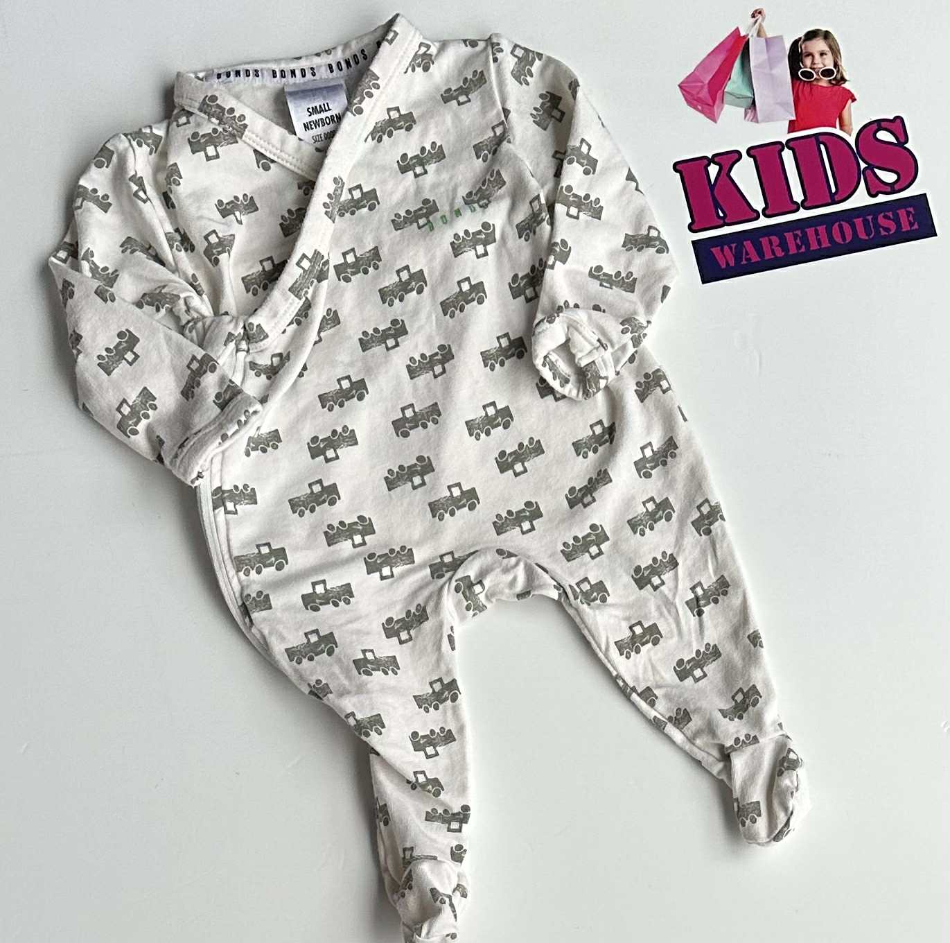 BONDS White, Grey Truck Print Jumpsuit Size 00000 (Prem)