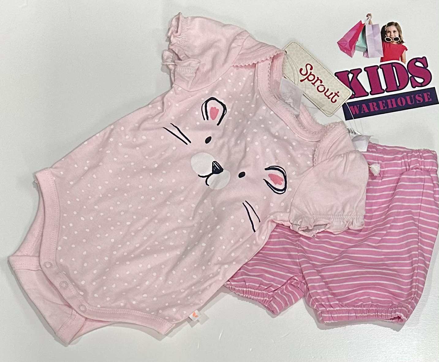 New Sprout Pink 2 Piece Set With Animal Face Print Size 00