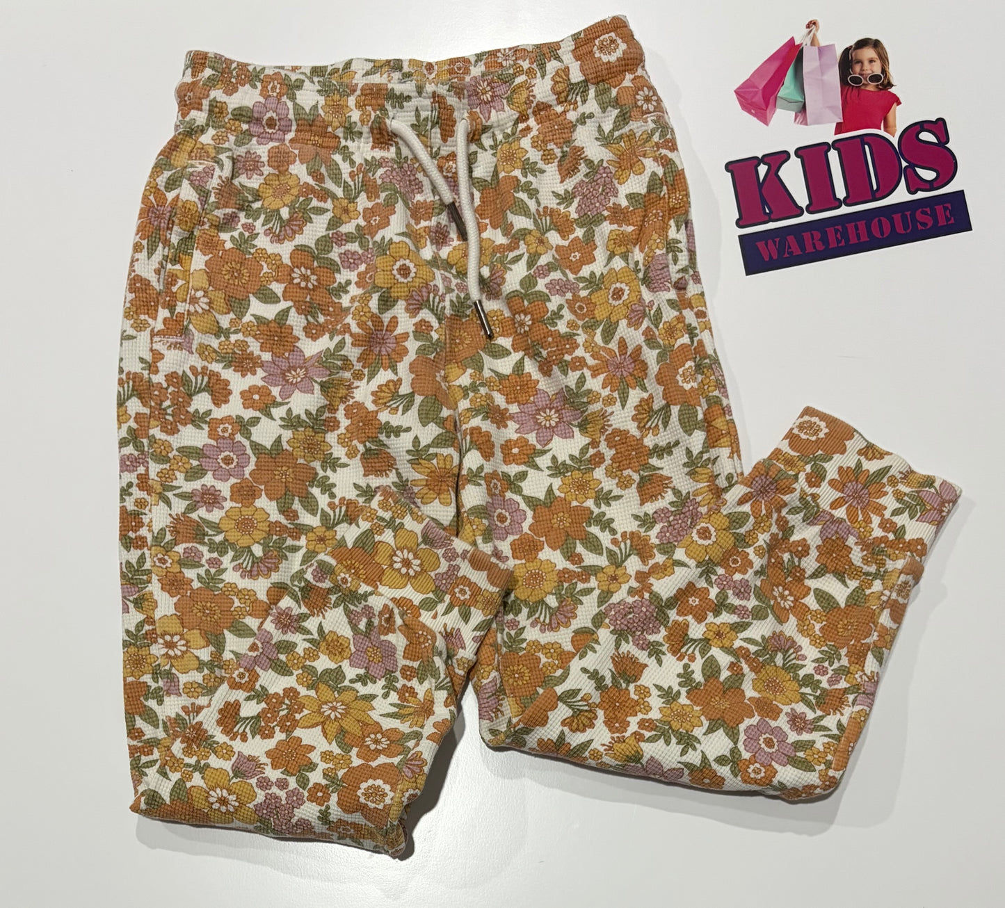 Ghanda White, Yellow Floral Print Pants Size 7