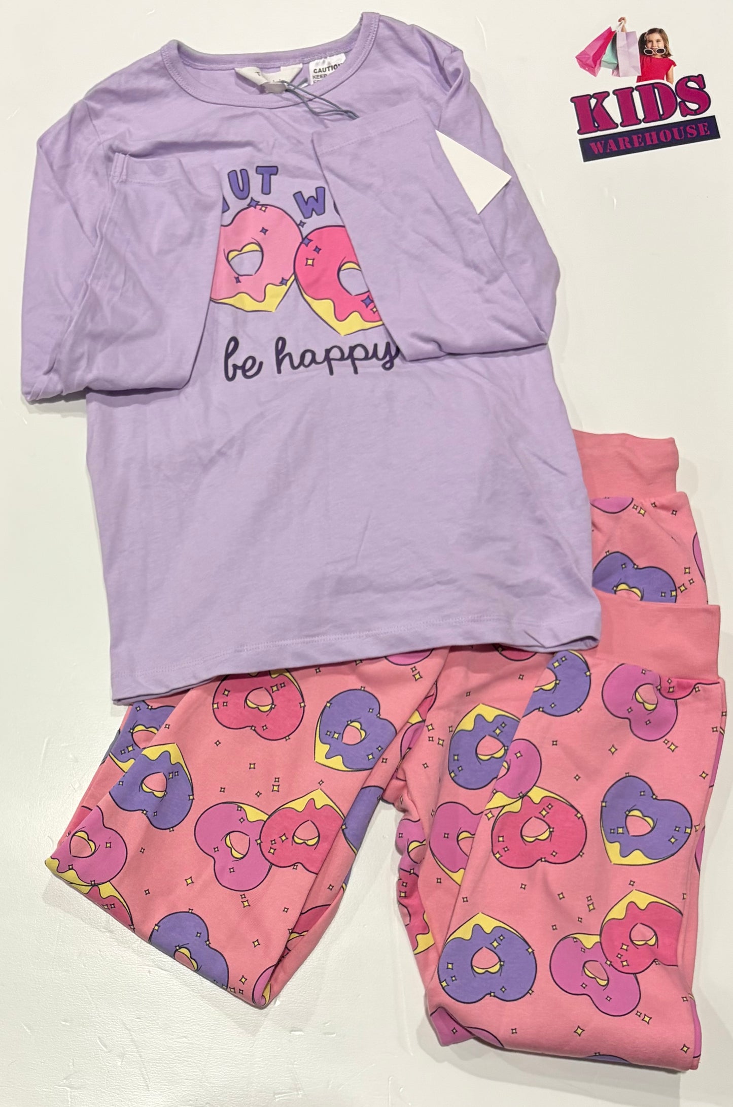 Not Used Tilii Purple Donut Worry Print Top & Donut Print Pink Pants Size 8