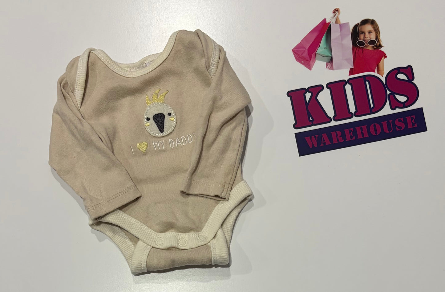 Baby Berry Tan, Cockatoo I Love My Daddy Print Bodysuit Size 00000