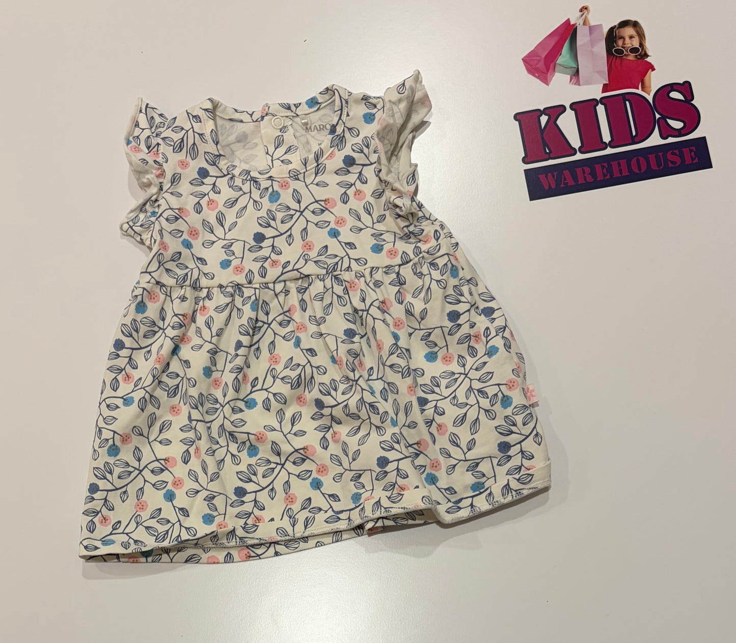 Marquise White, Blue Leaf Print Dress Size 0