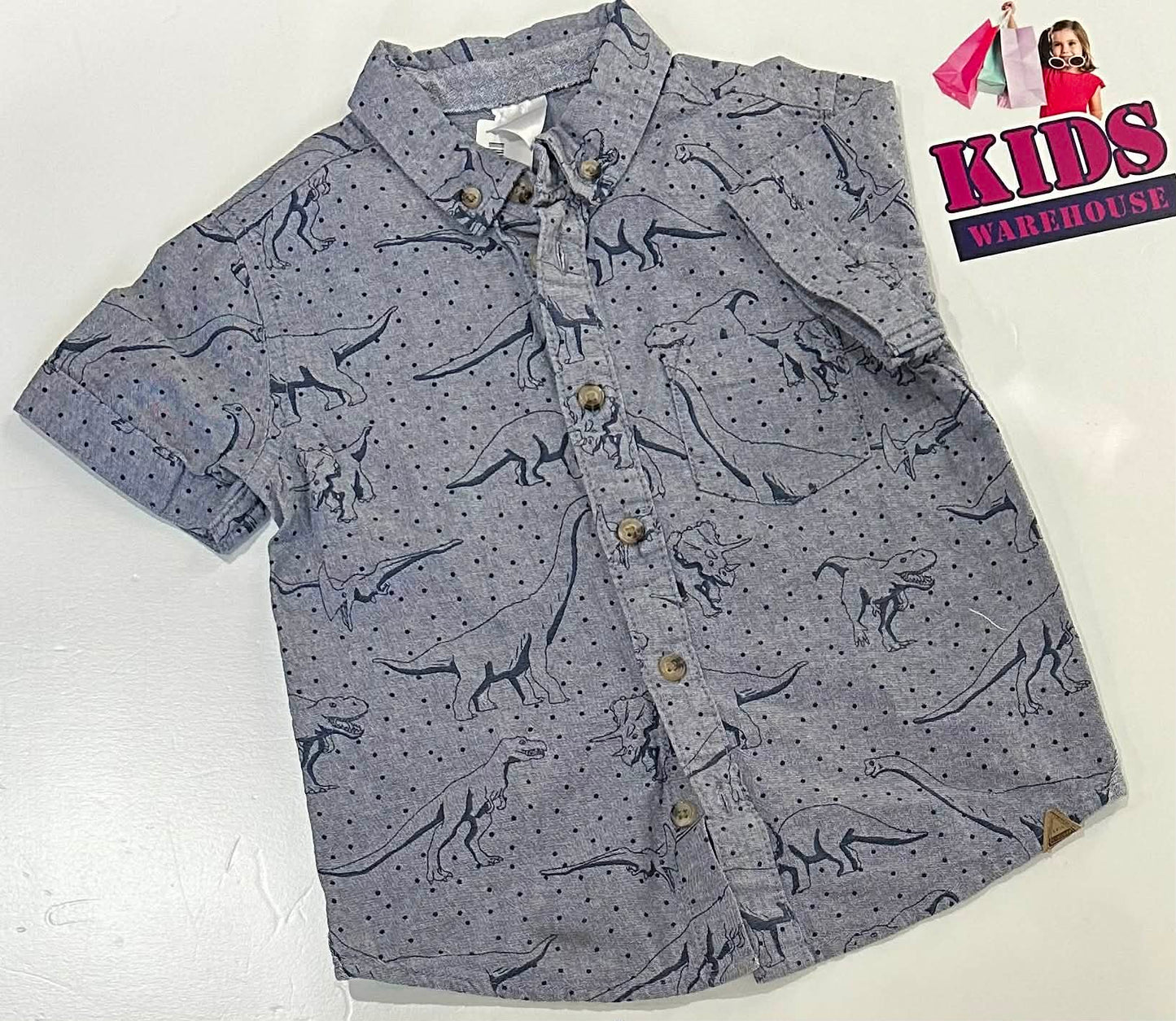 Target Blue Top With Dinosaur Pattern Size 3