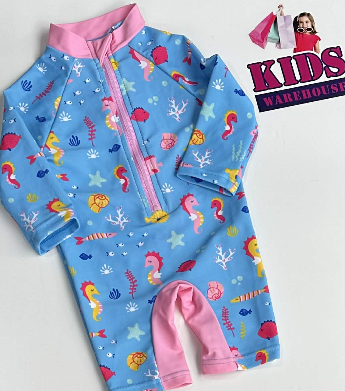 Ollies Place Blue & Pink Swim Bodysuit Size 000