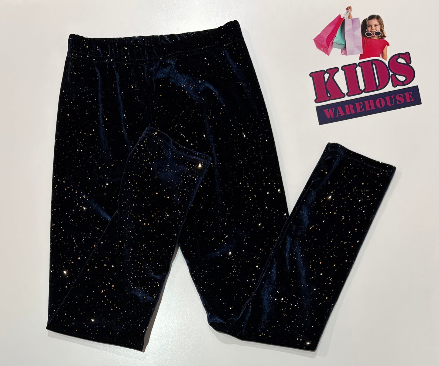 Navy Blue, Gold Glitter Pants Size 7