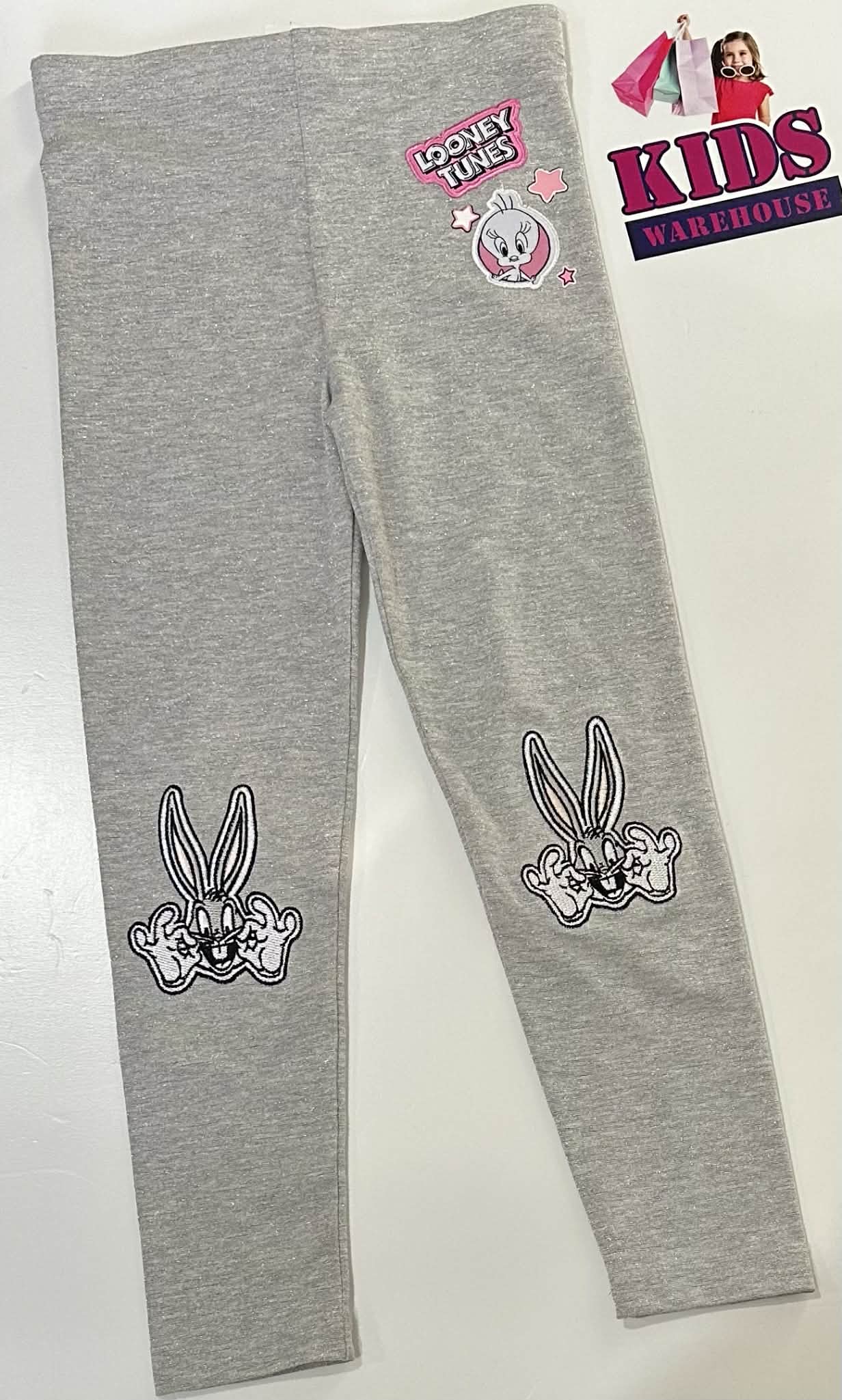 Looney Tunes Grey Sparkly Leggings With Bugs Bunny Print Size 6