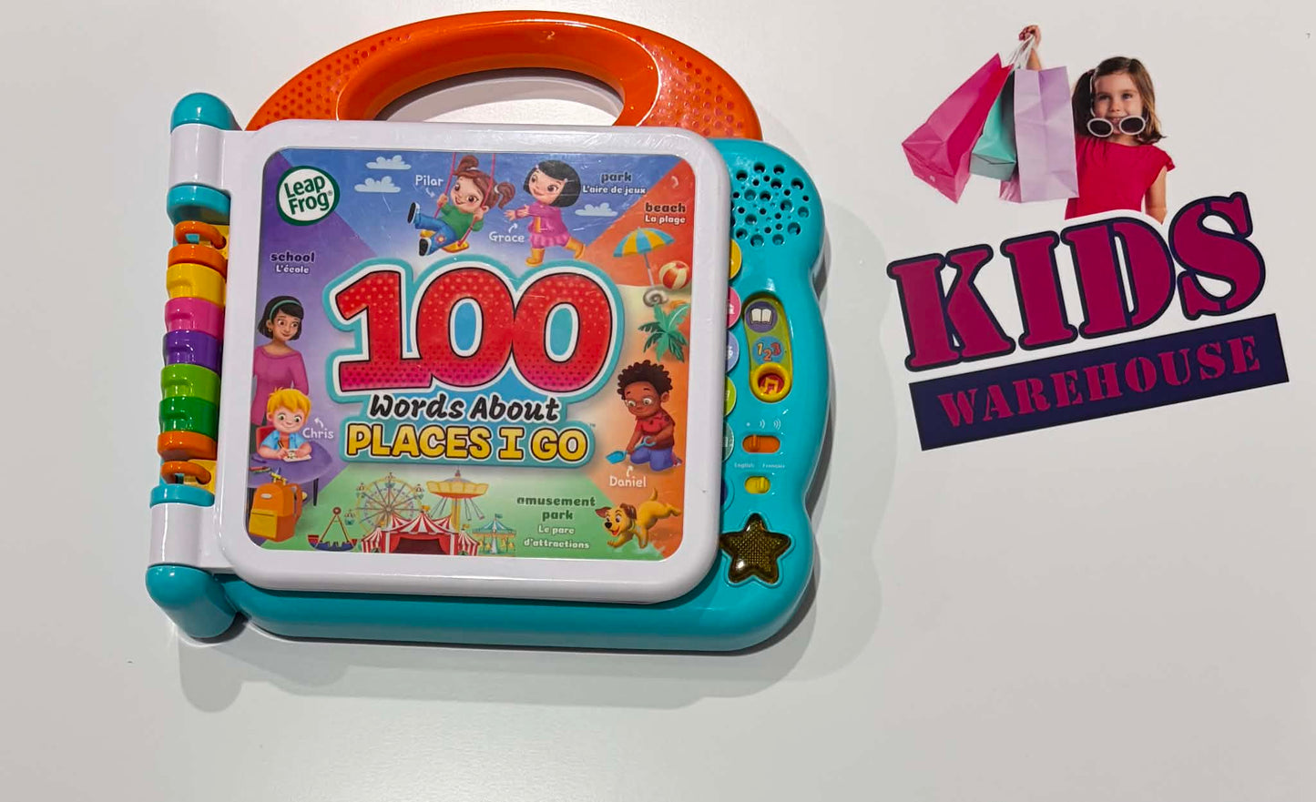 Leap Frog '100 Words About Places I Go' Bilingual (English/French) Electronic Book (Tested)