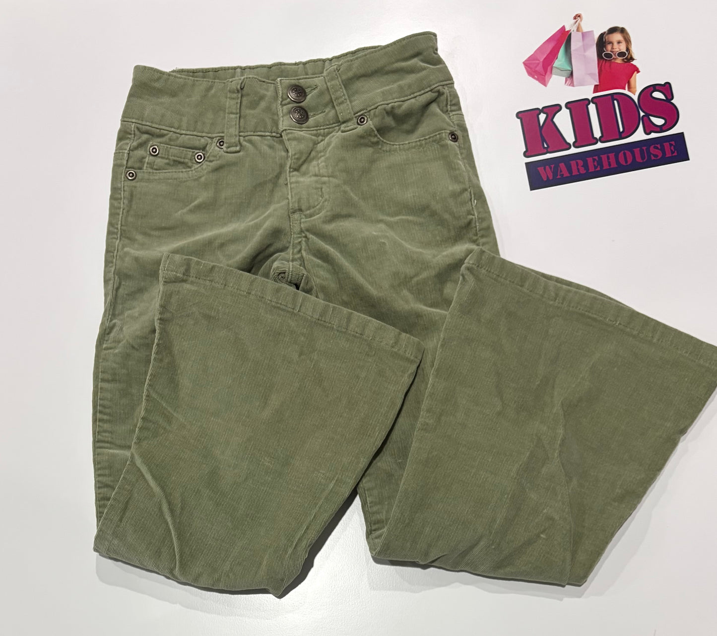 Green Corduroy Flared Pants Size 7