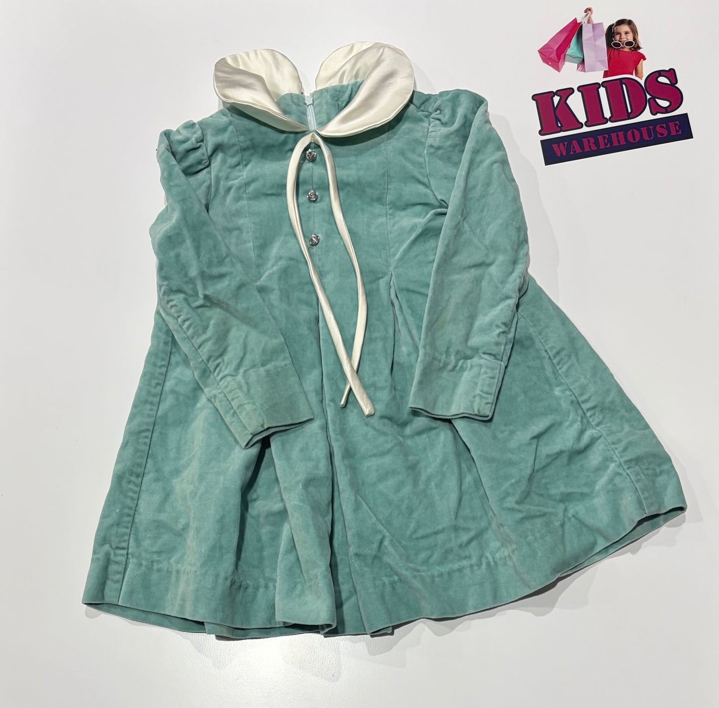 Green, White String & Collar Dress Size 3