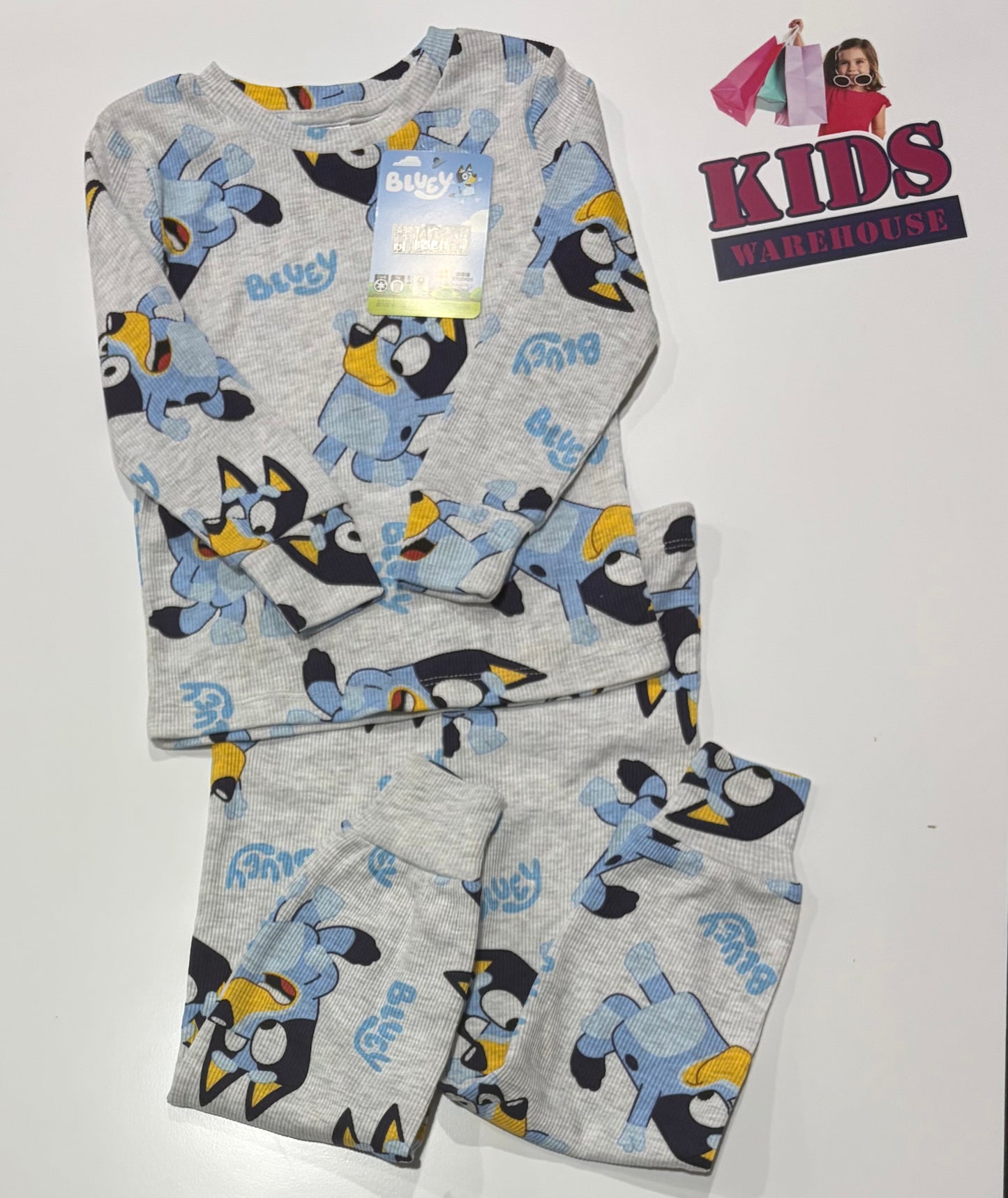 Not Used Bluey Grey, Character Print 2 Piece Pyjama Set Size 3