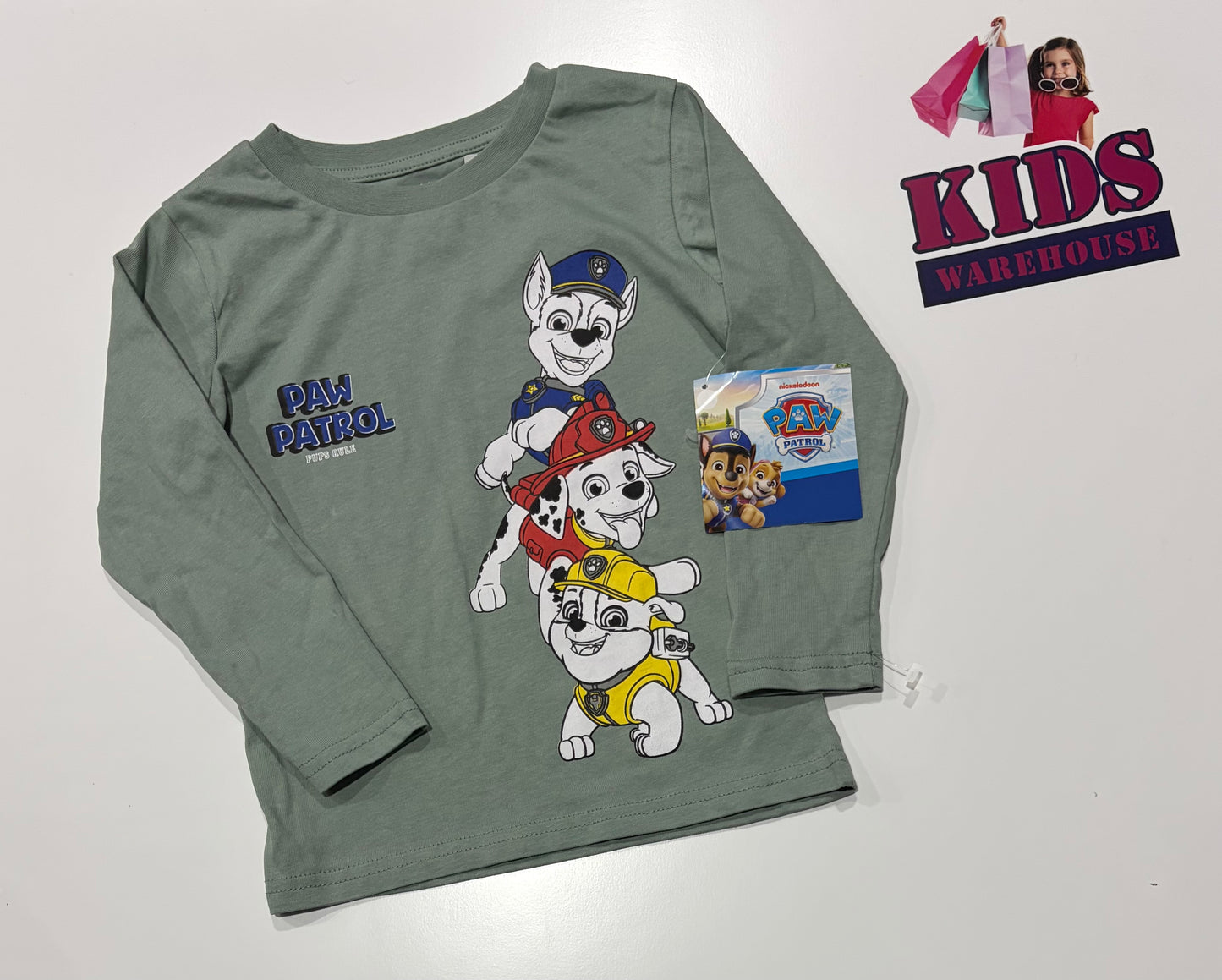 Not Used Paw Patrol Green, Characters Print Top Size 4