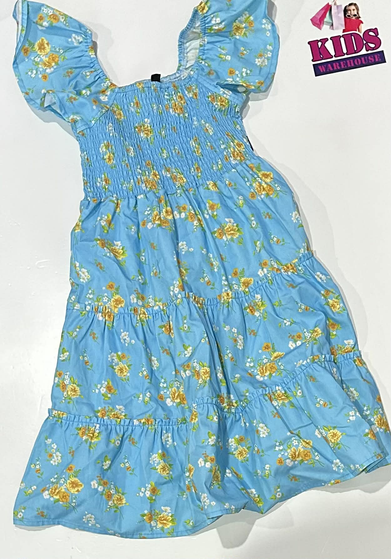 Rock Your Kid Blue Dress With Yellow Flower Pattern Size 8