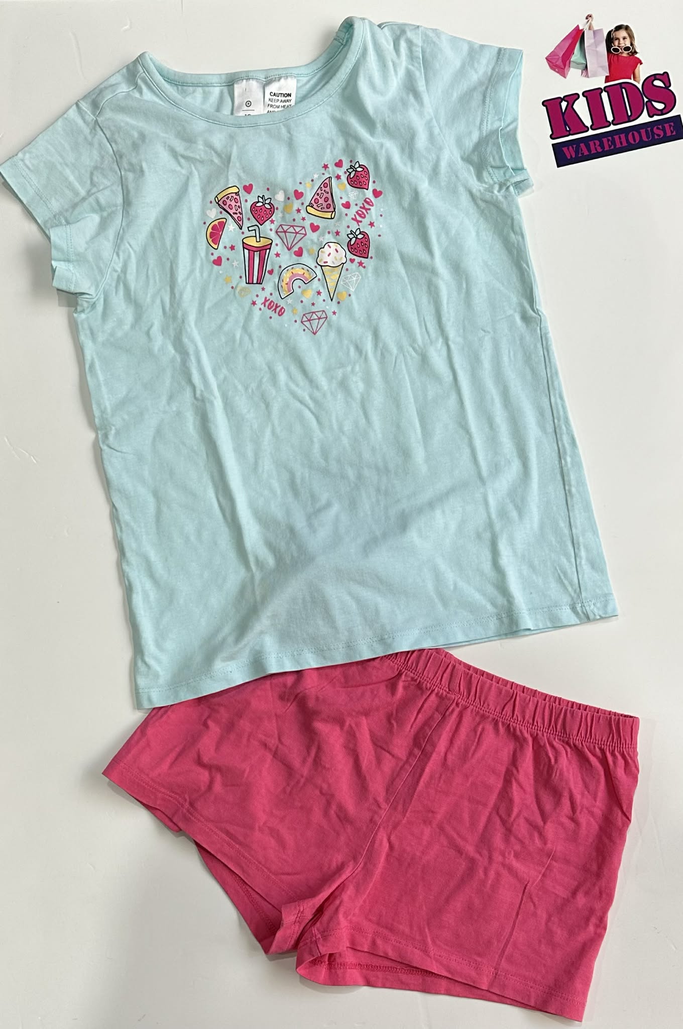 Target Blue Top With Pink Shorts 2 Piece Set Size 10