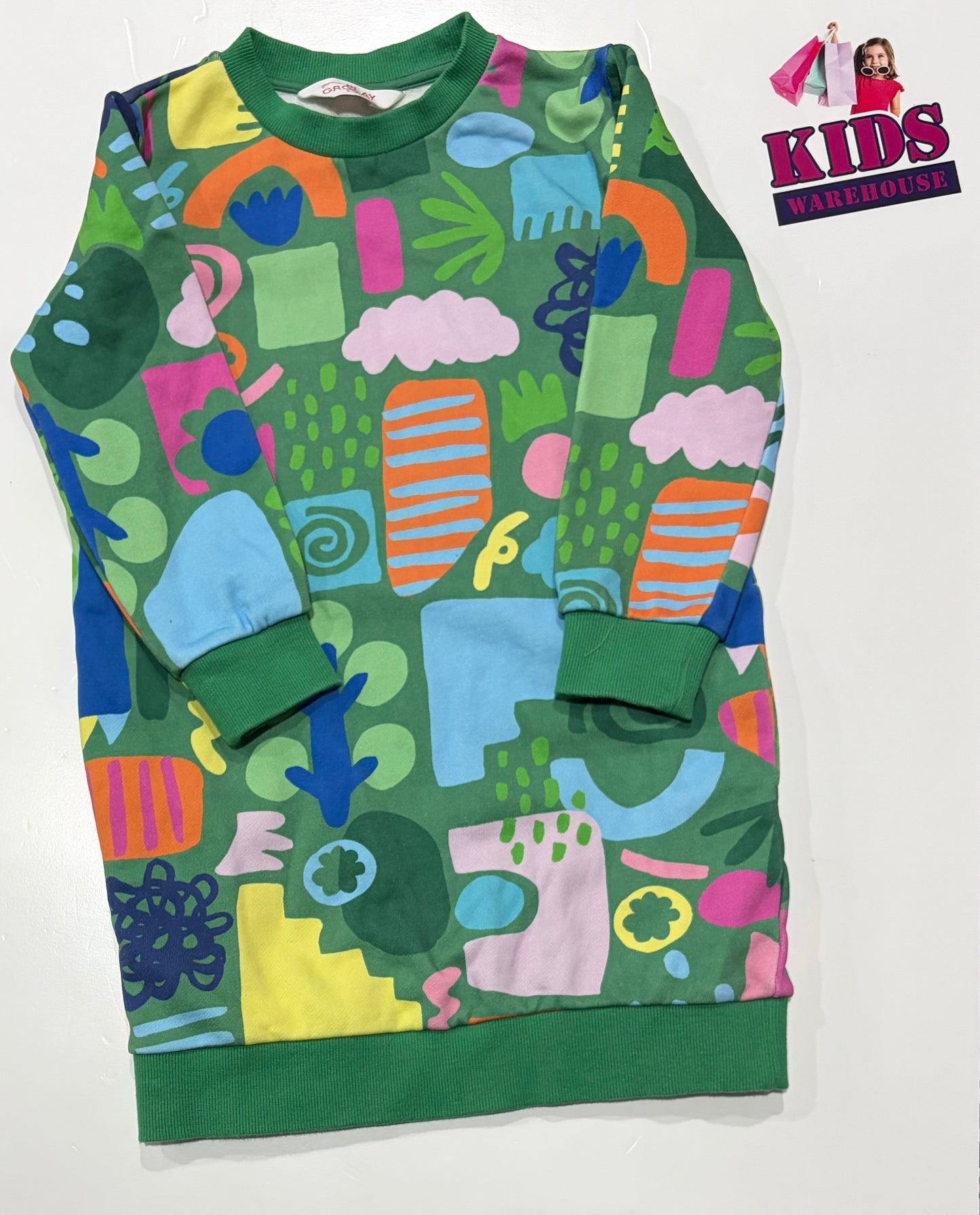 Gorman Play Ground Green, Shapes Print Sweater Size 5