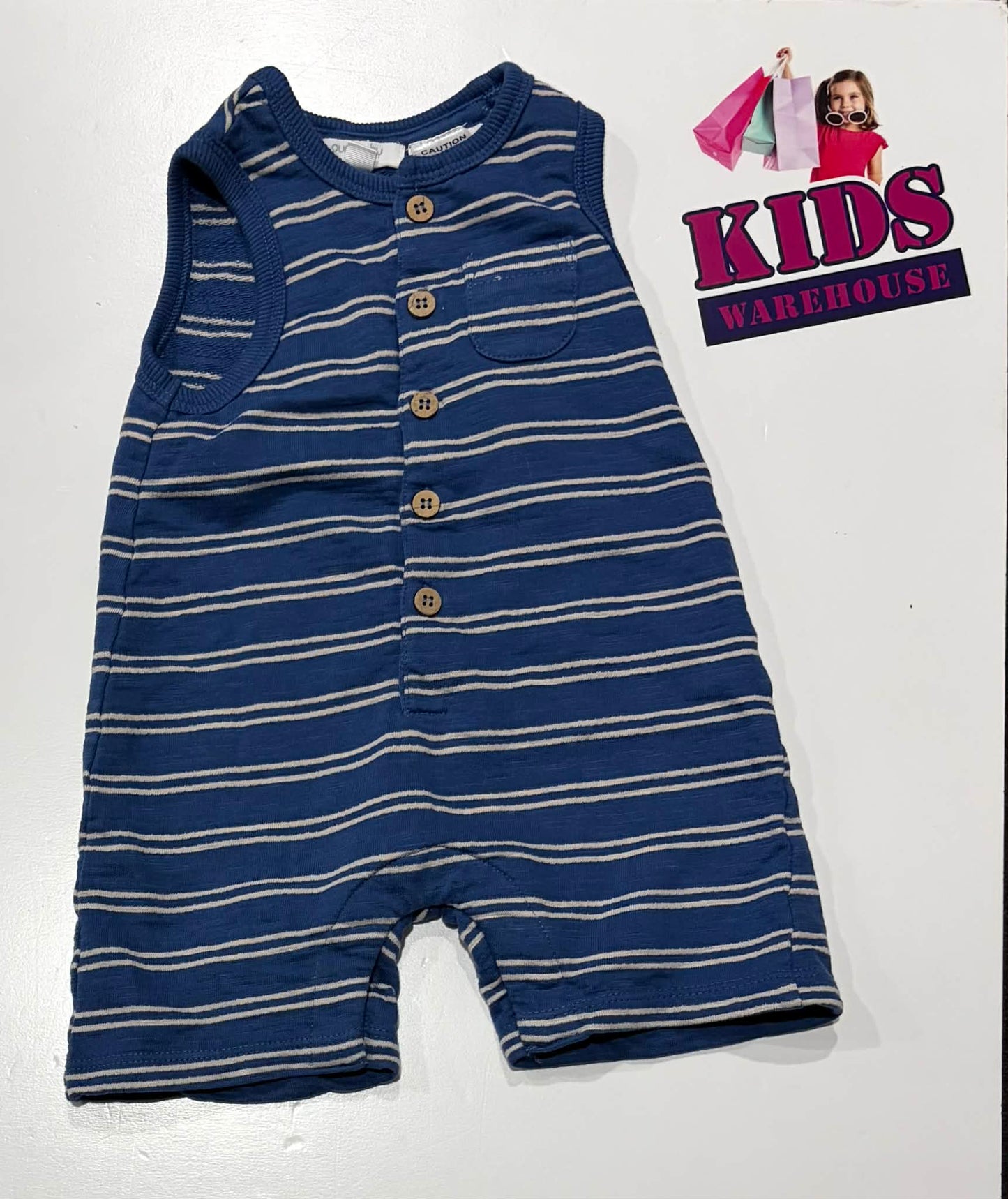 PureBaby Blue & White Overalls Size 000