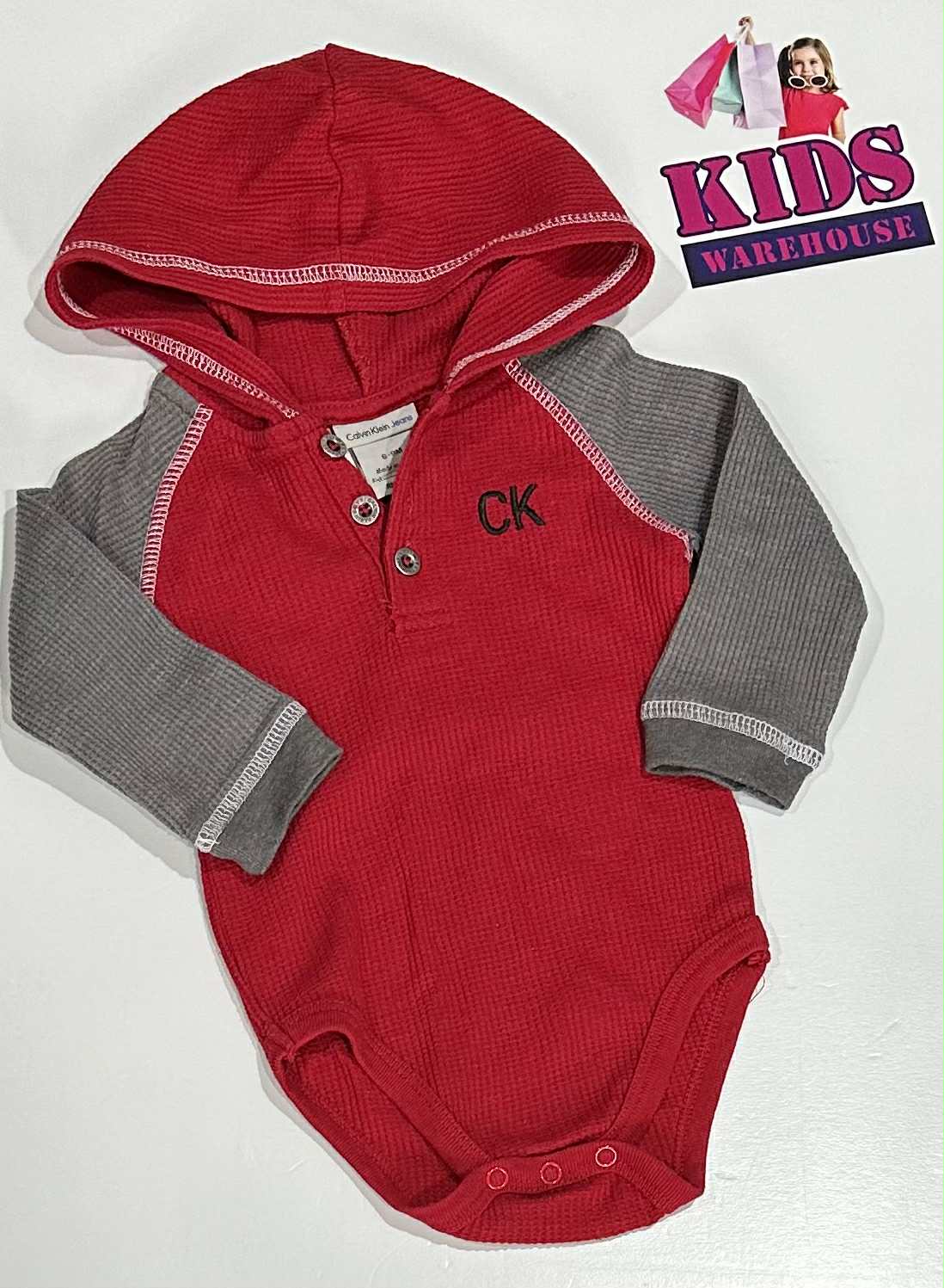 Calvin Klein Jeans Red & Grey Hoodie Bodysuit Size 0
