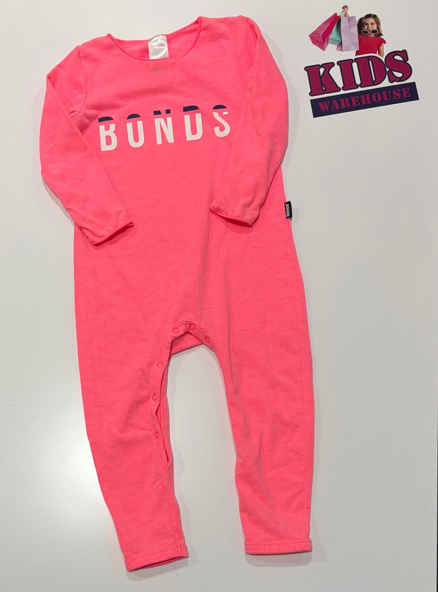 Bonds Pink, Logo Print Jumpsuit Size 1