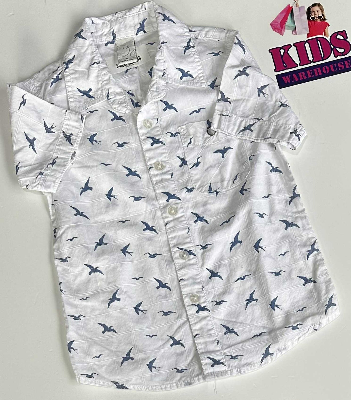 Target White Top With Blue Bird Pattern Size 5