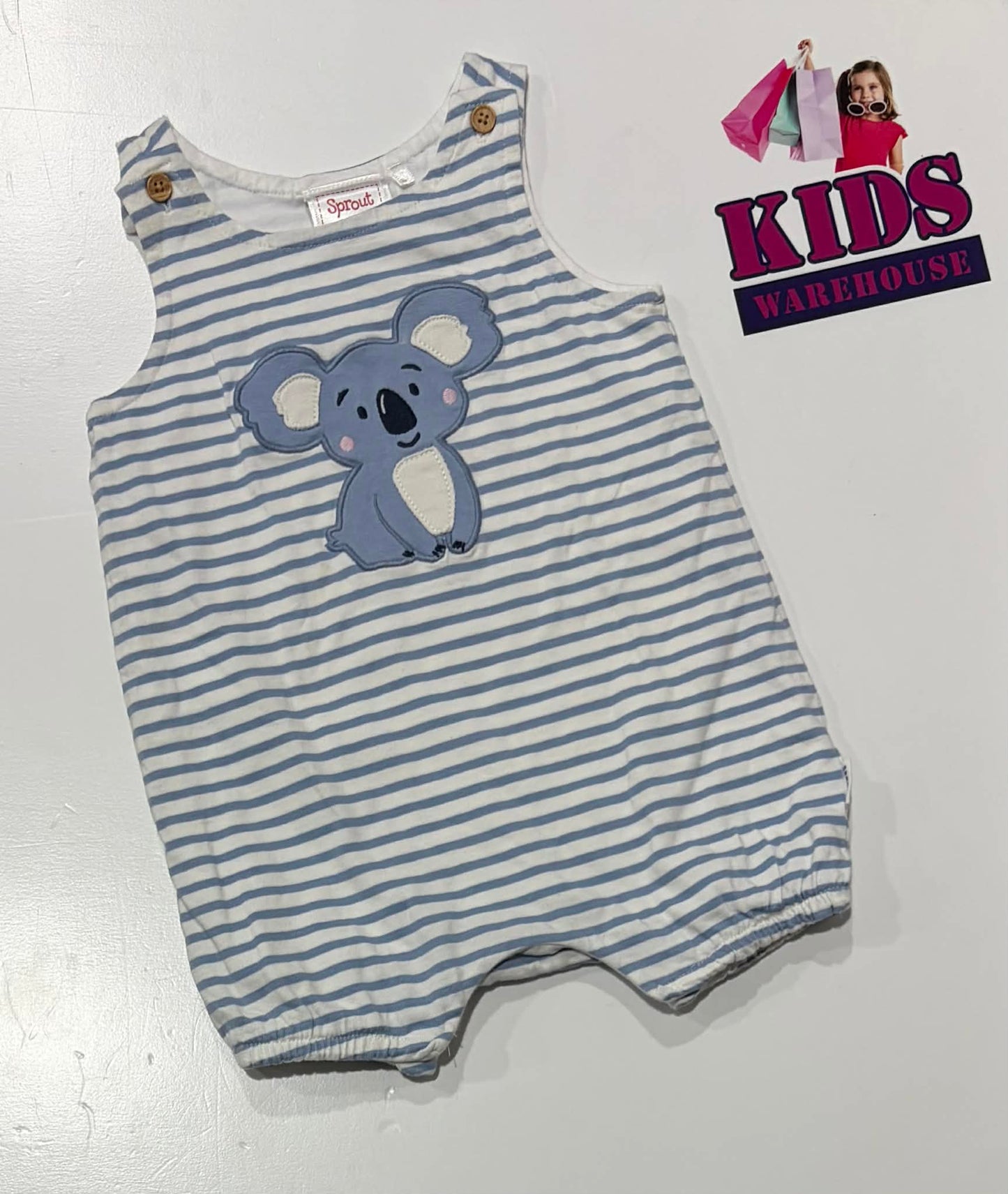 Sprout Blue & White Striped Bodysuit With Koala Print Size 00