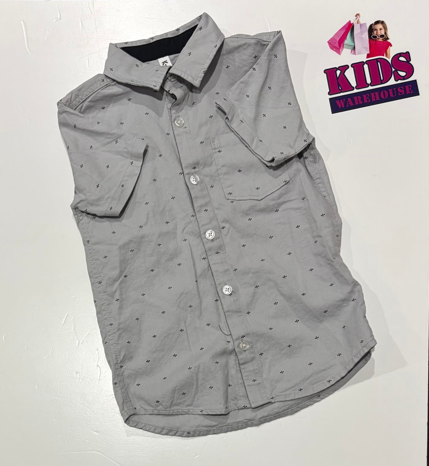 K-D Grey, Black Polka Dot Top Size 5
