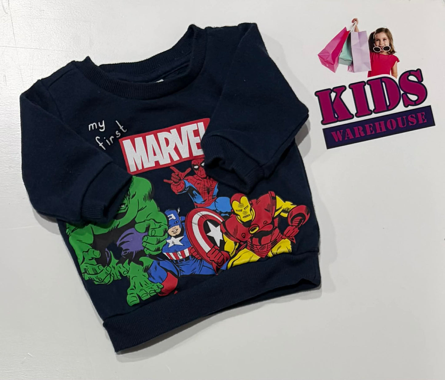 Marvel Navy Blue Jumper With Marvel Characters Print Size 000