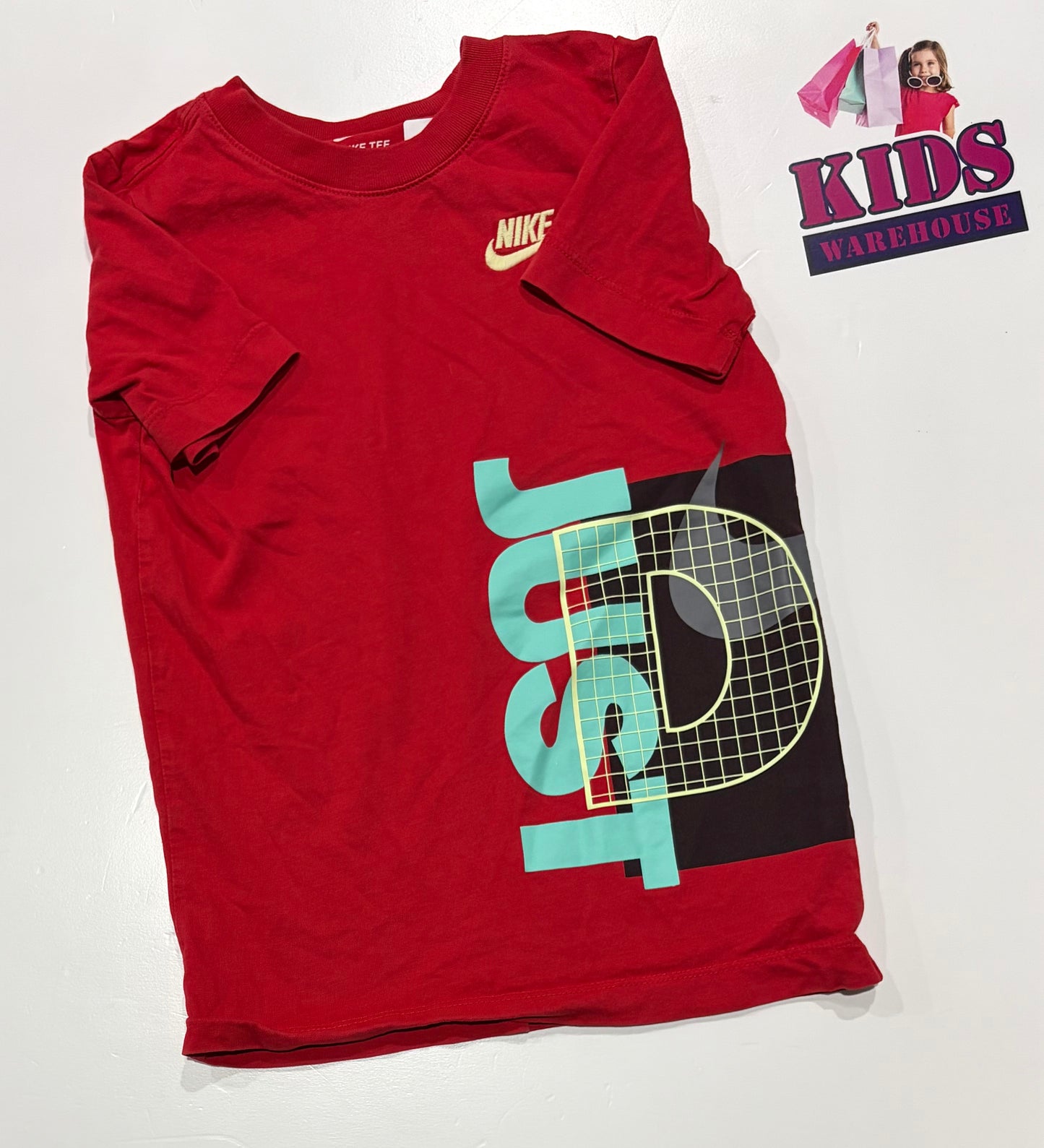 Nike Red, Just Do It Print Top Size 7