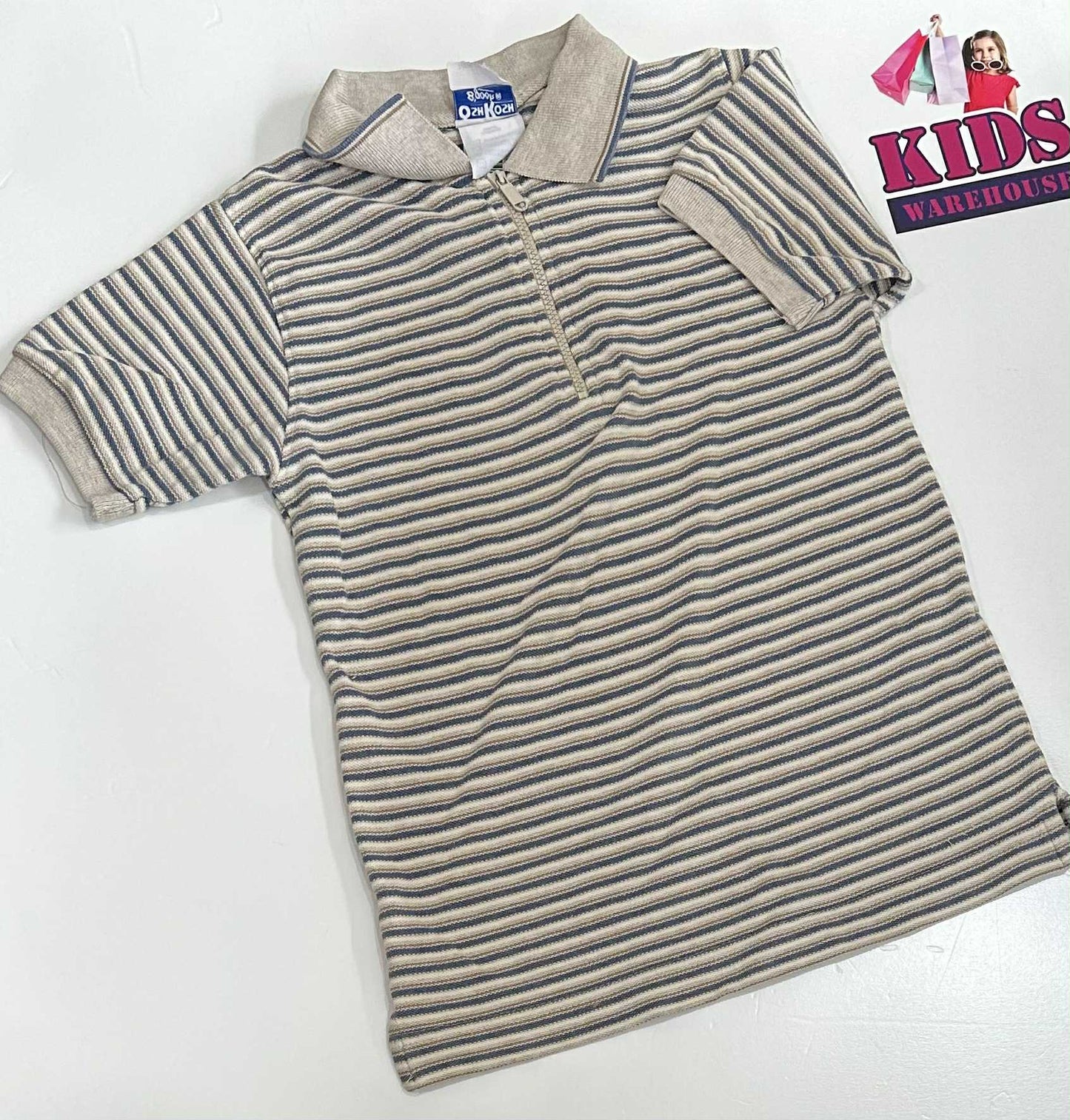 Osh Kosh White & Blue Polo Top Size 5
