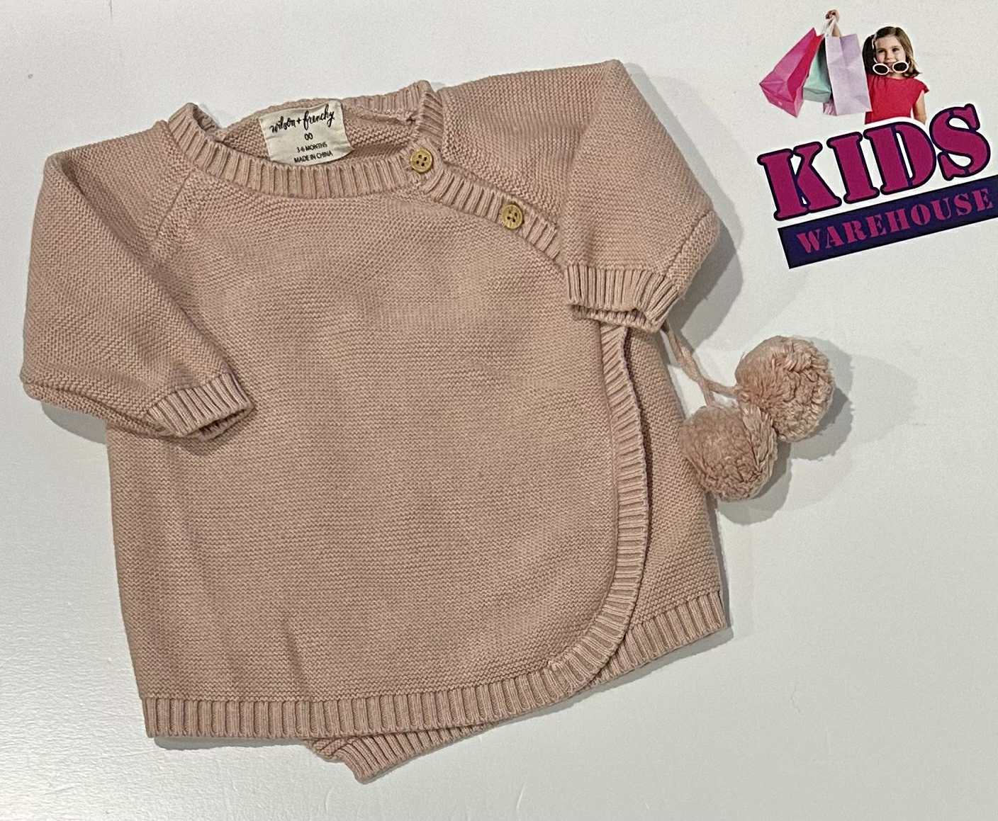Wilson + Frenchy Pink Jumper With Fluffy Balls Size 00