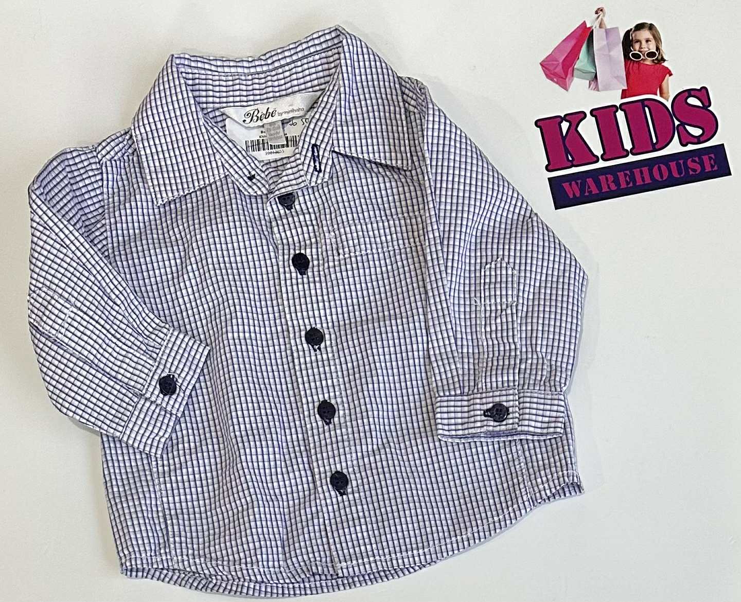Bebe White & Blue Long Sleeve Shirt Size 00