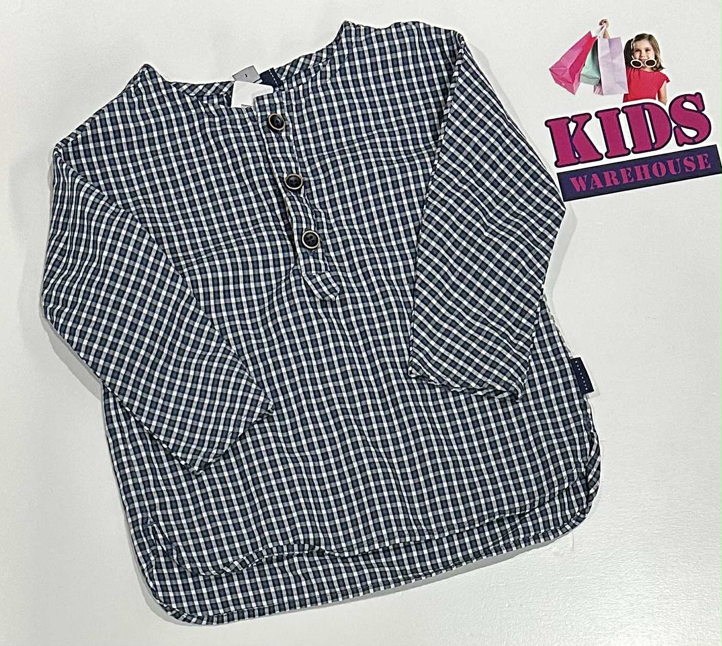 Pappa Blue & White Long Sleeve Shirt Size 1