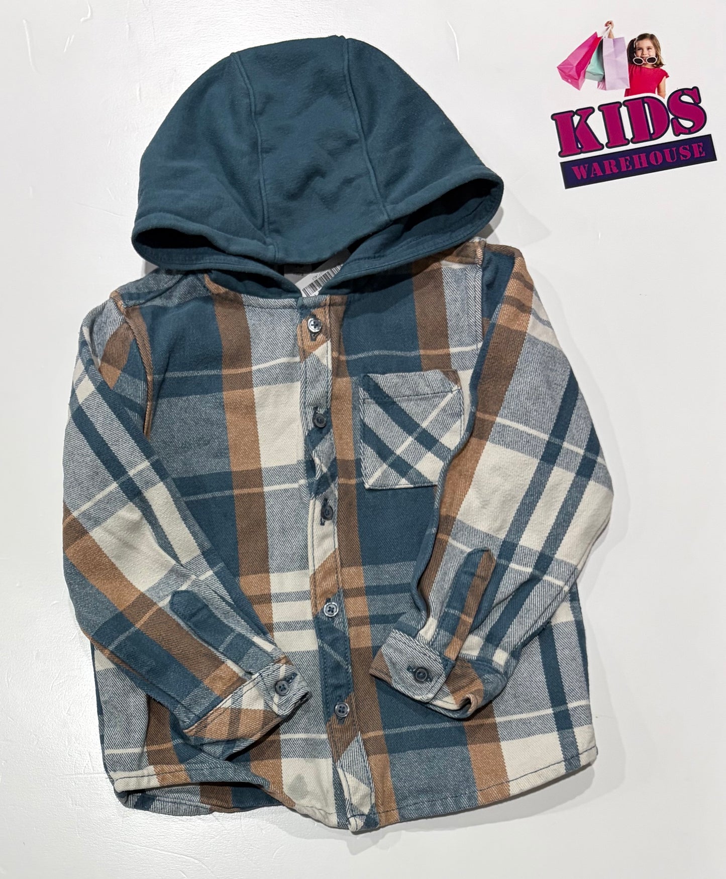 Tu Green, Orange Checked Hoodie Size 3