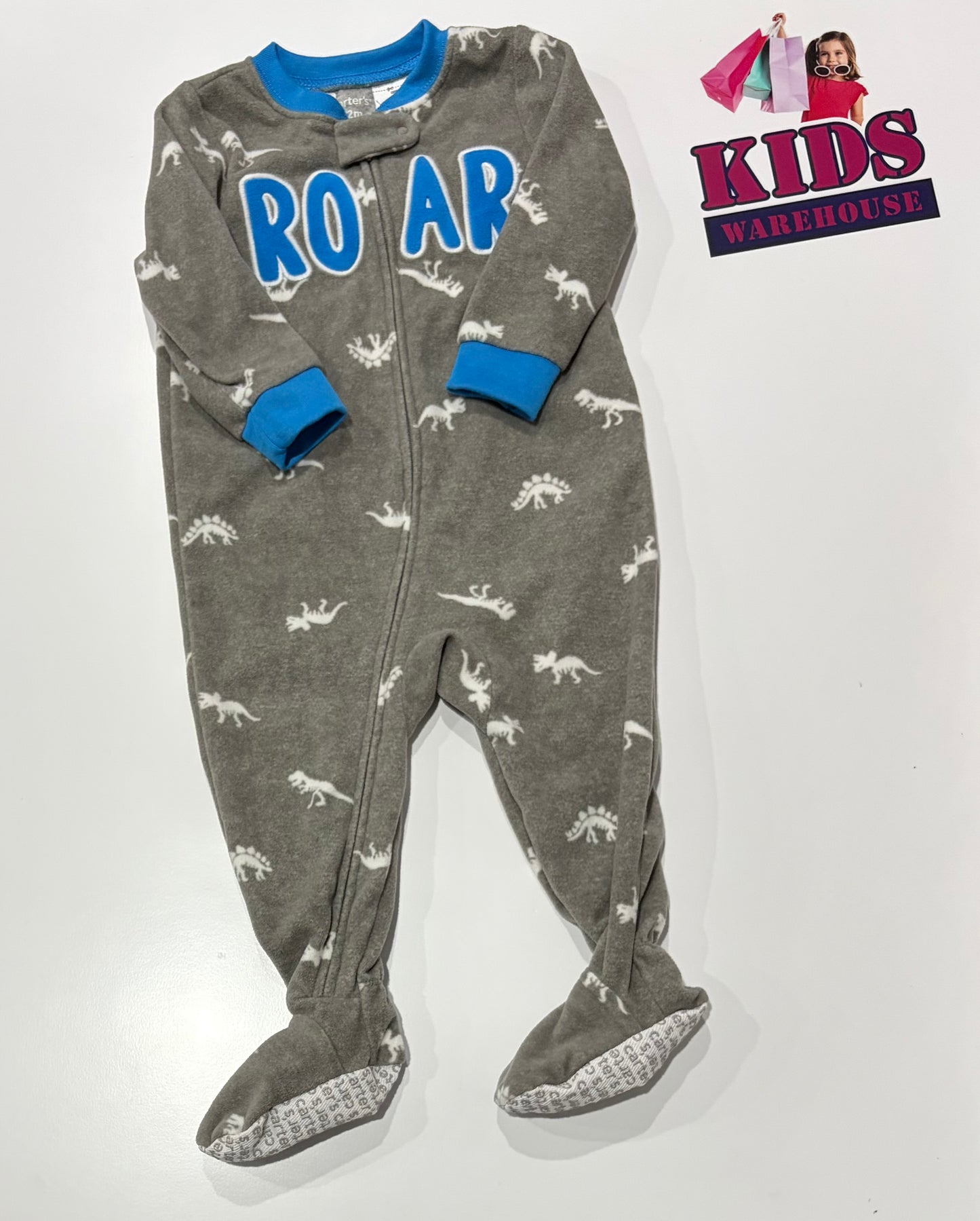 Carters Grey, Dinosaur Roar Print Jumpsuit Size 1