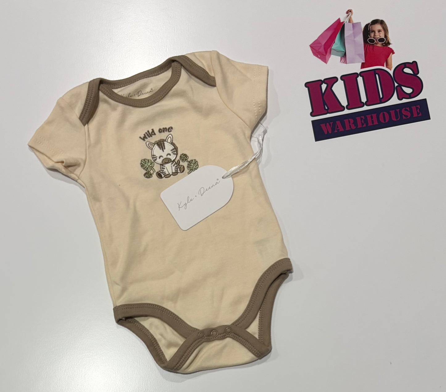 Kyle + Deena Cream, Brown Wild One Print Bodysuit Size 00