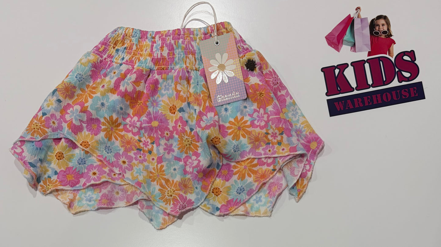 Not Used Ghanda White, Floral Print Skirt Size 1