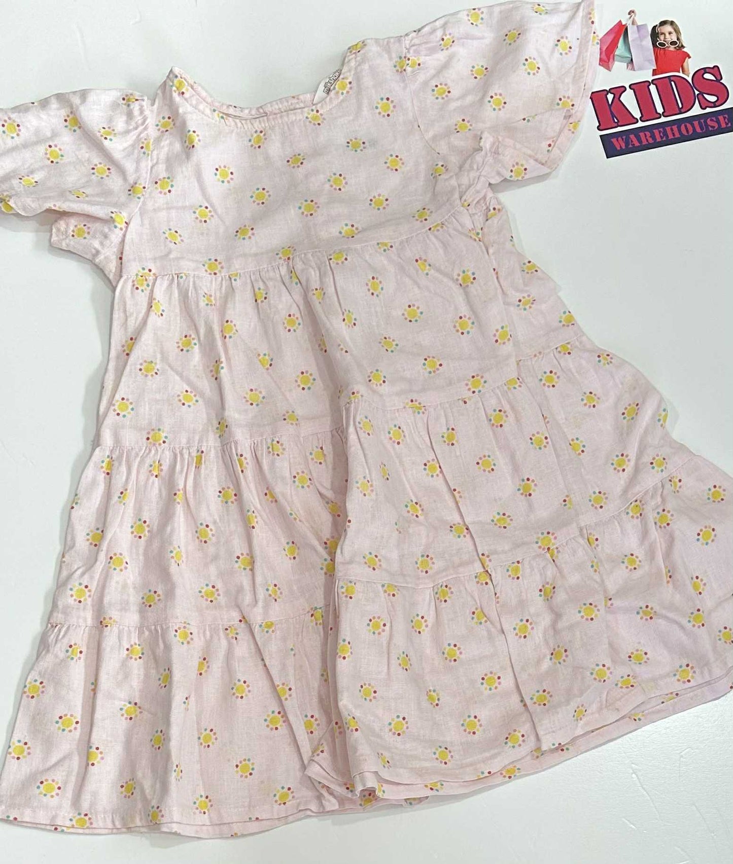 Milkshake Pink Dress With Yellow Sun Pattern Size 3