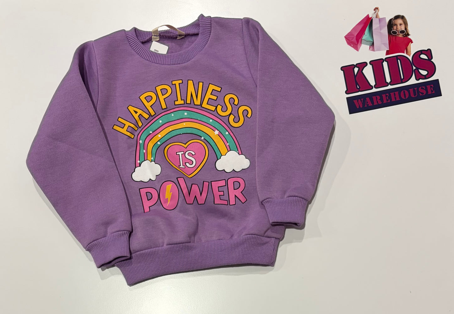 Cave Kids Purple Happiness Is Power Print Sweater Size 3