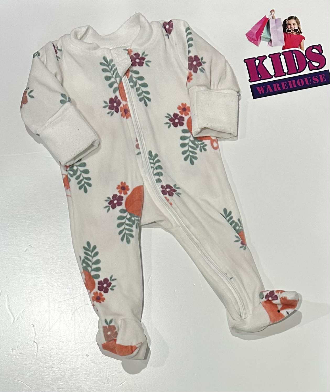 Premmie Baby Berry White Jumpsuit With Fox Pattern Size 00000