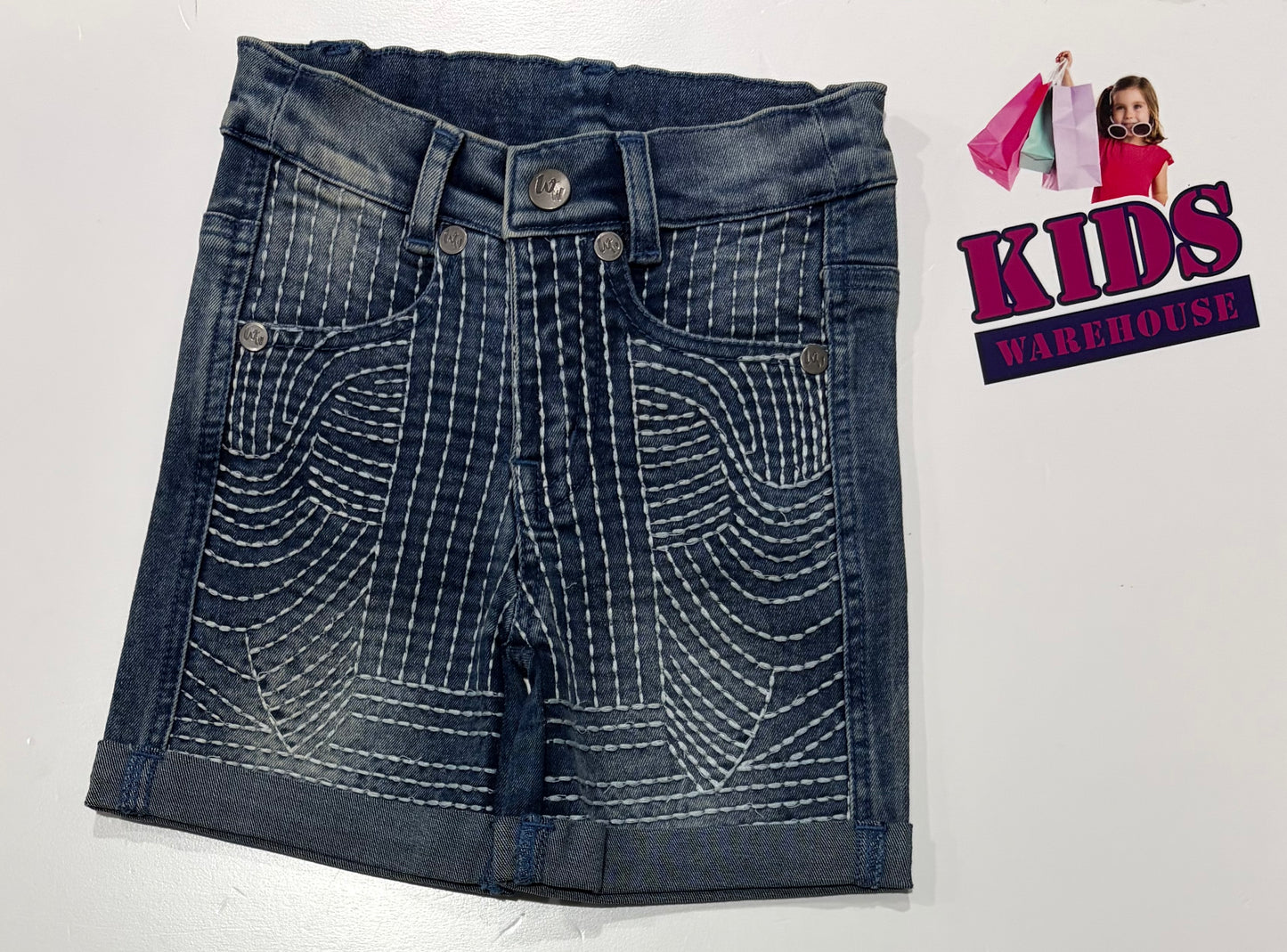 Not Used Wild Warriors Denim, White Striped Shorts Size 2