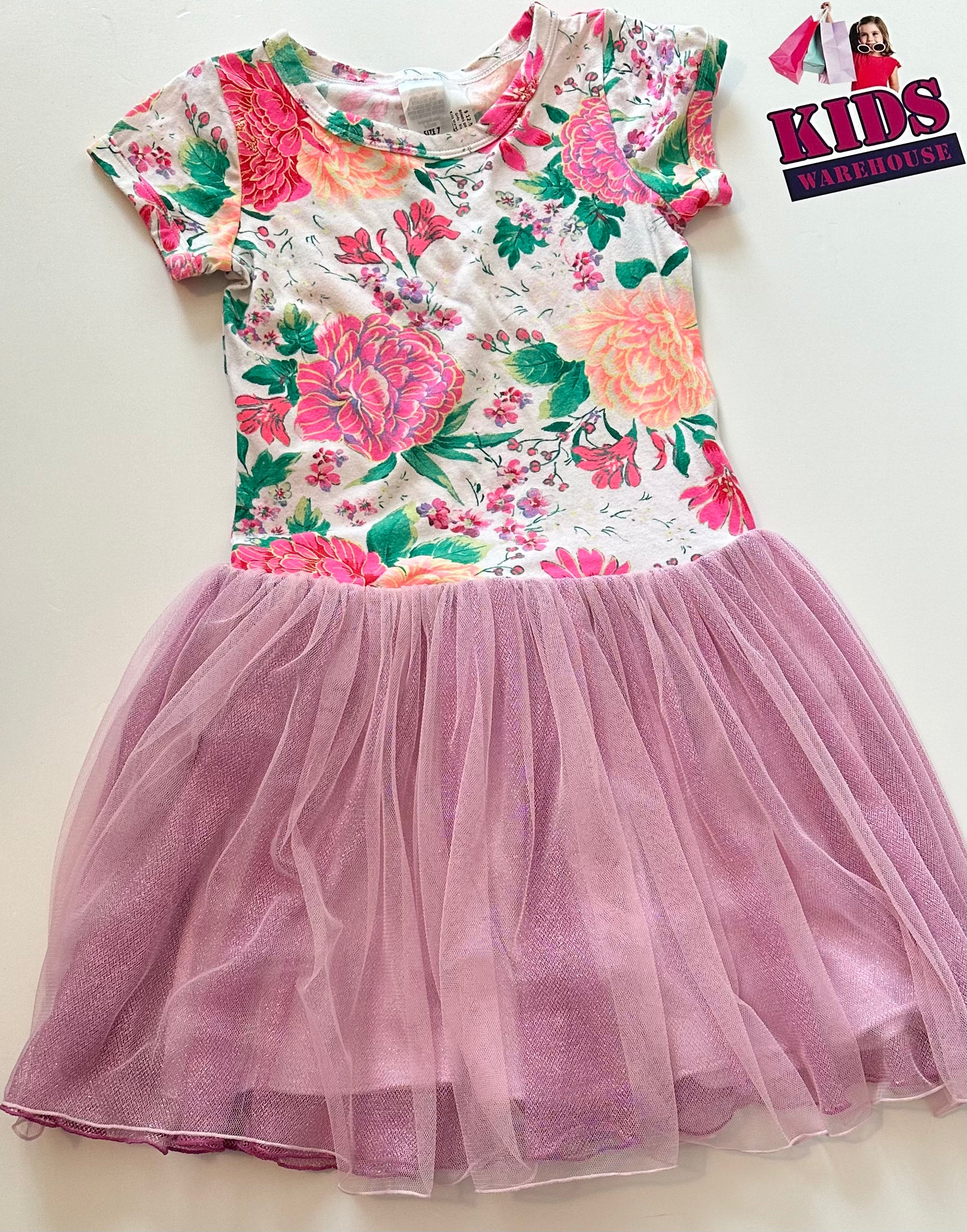 Bonds Pink Floral Tutu Dress Size 7 Kids Warehouse AU