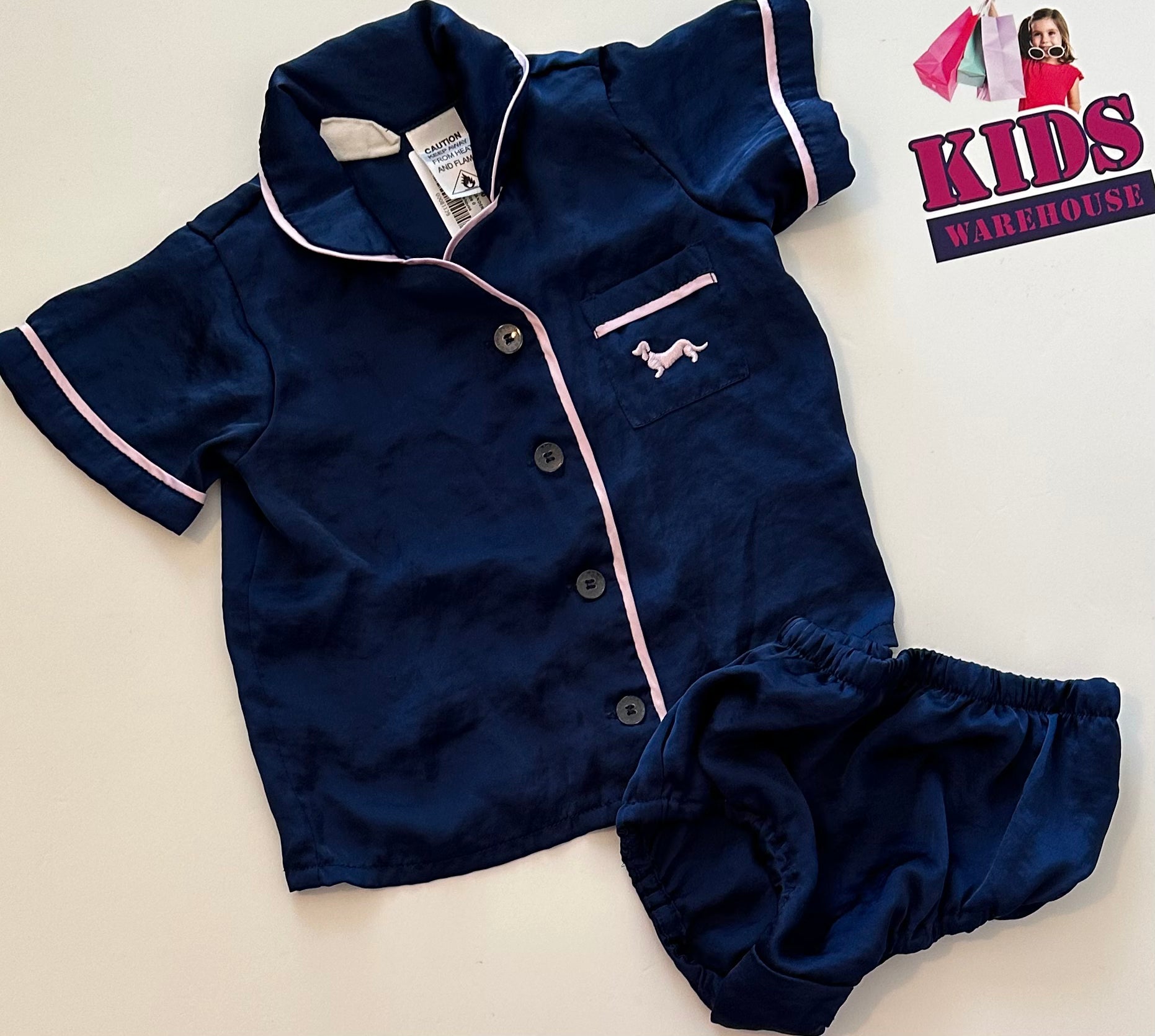 Peter Alexander Navy Satin Pj Set Size 0 Kids Warehouse AU