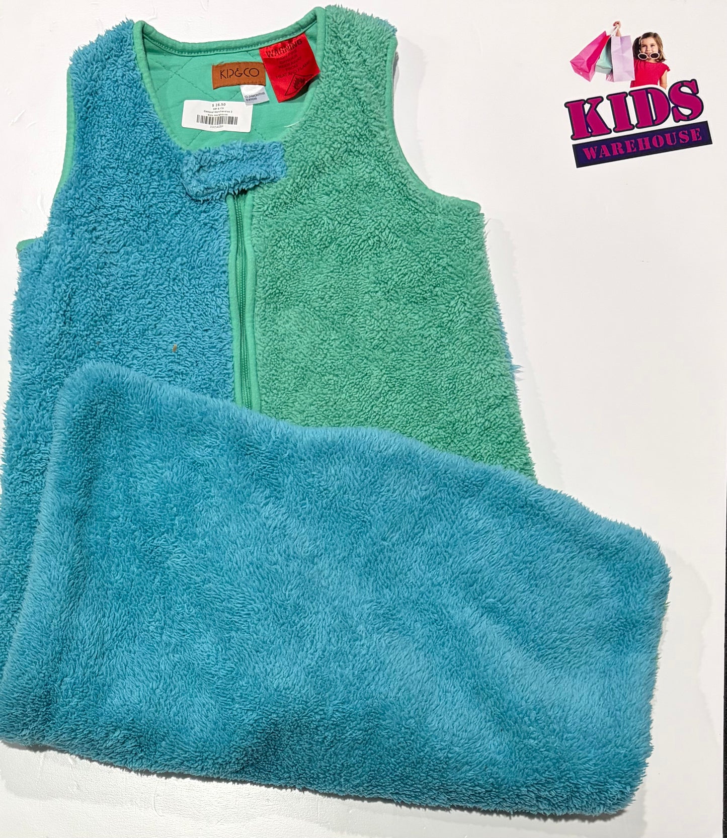 Kip & Co Fuzzy Green, Blue Size 2