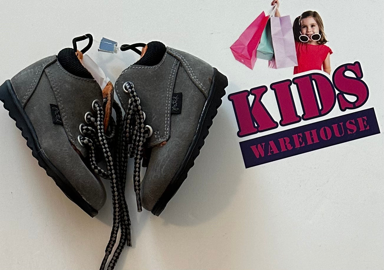 Pumpkin Patch Grey & Orange Lace Up Boots Size 2 (Infant)