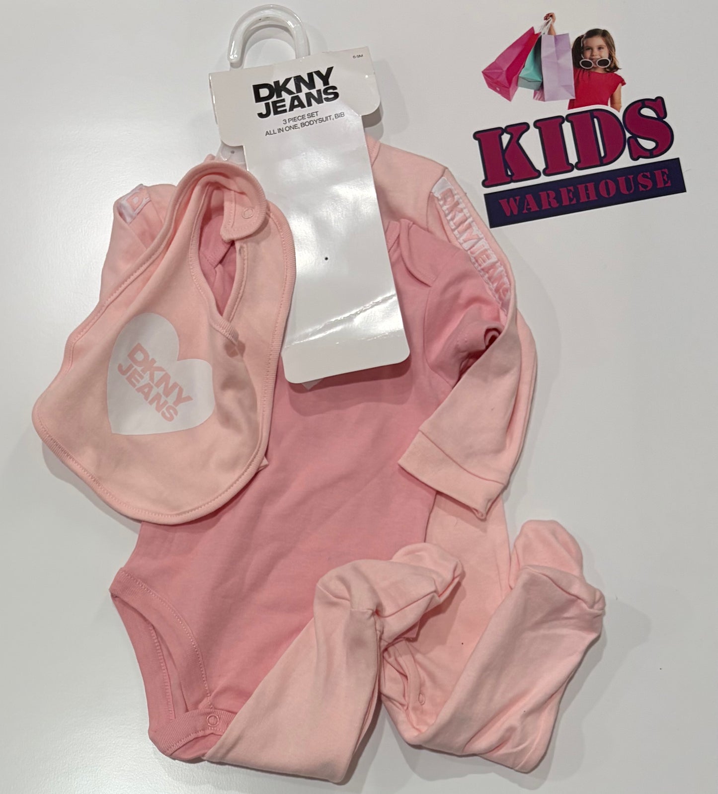 Not Used DKNY Pink Jumpsuit, Bodysuit, Bib 3 Piece Set Size 00