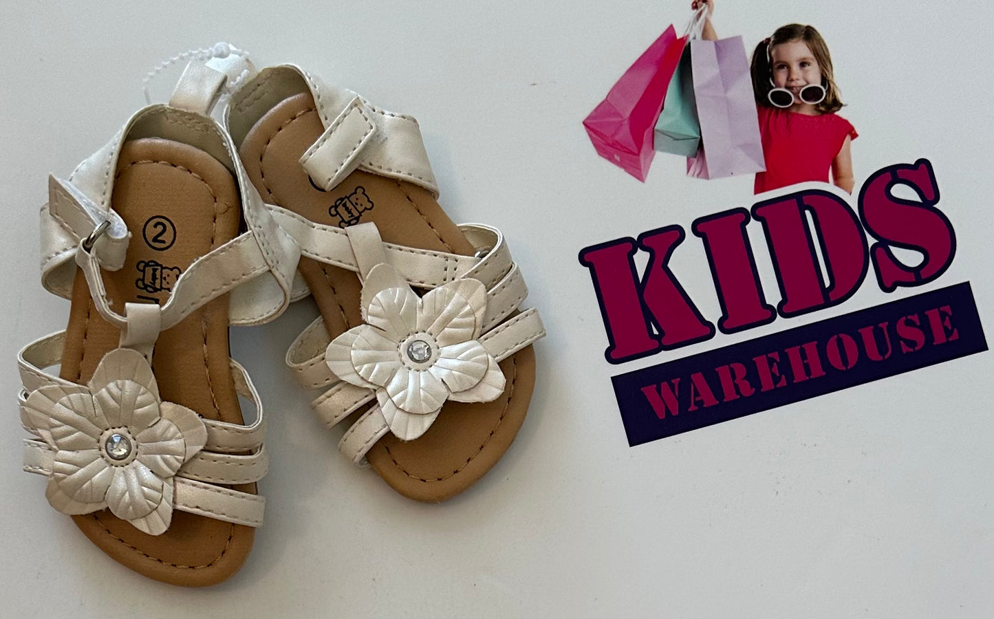Baby Mango White Flower Sandals Size 2 (Infant)