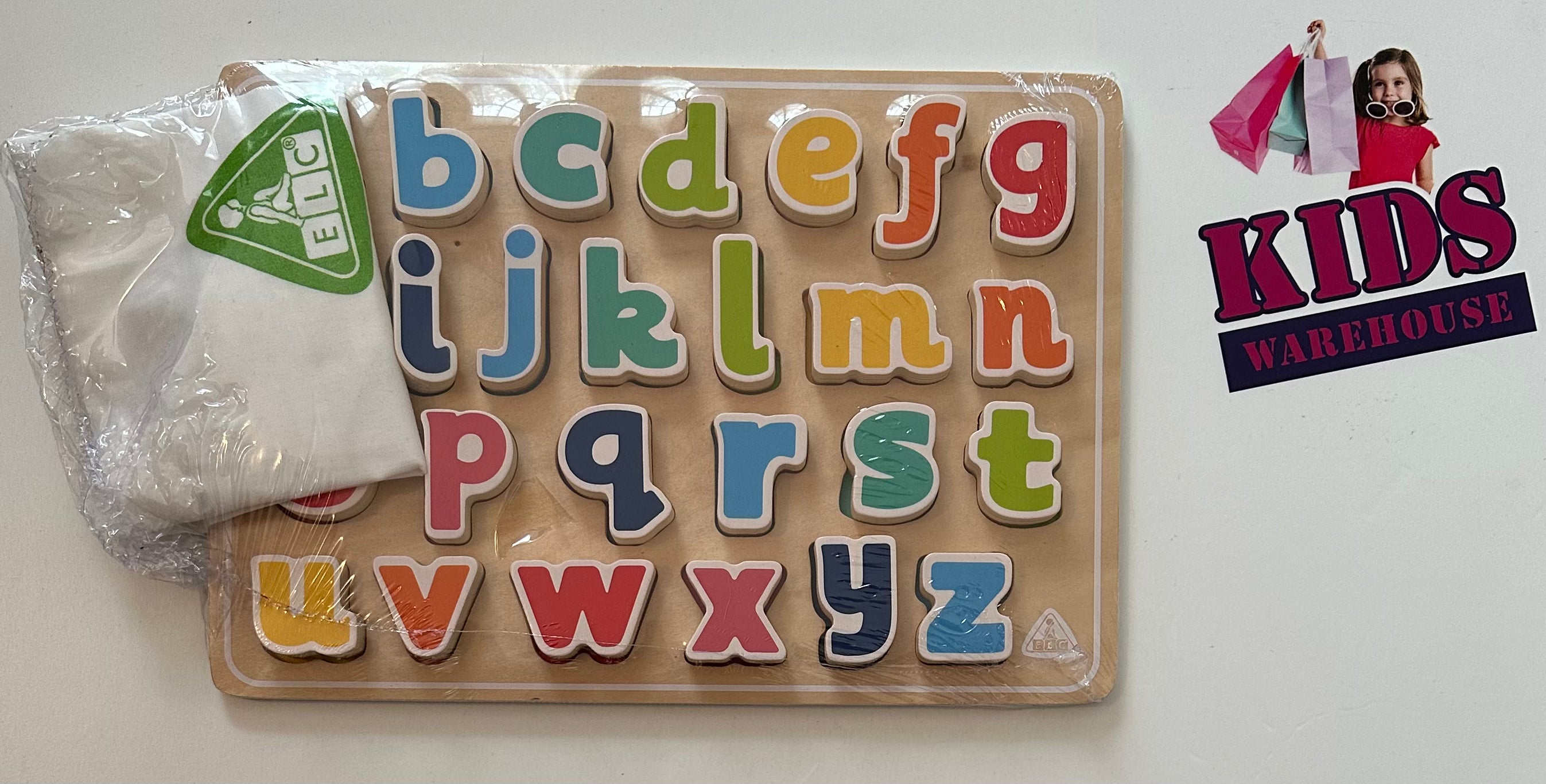 ELC Wooden Alphabet Puzzle with Bag – Kids Warehouse AU